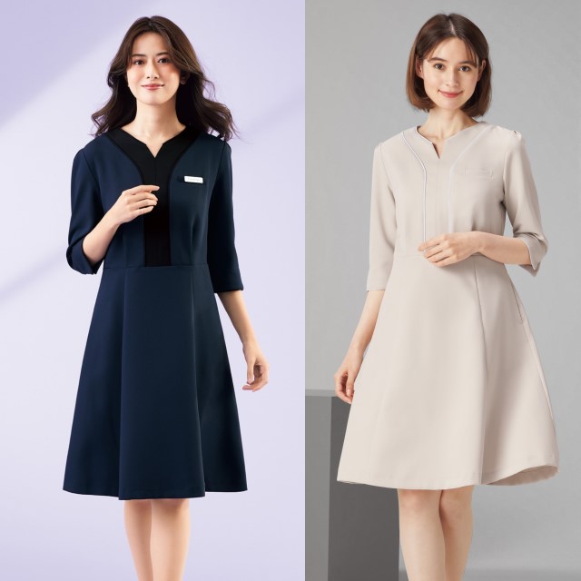 3022SC フォーク ヌーヴォ ワンピース レディス 女性用 六分袖 3022SC フォーク ヌーヴォ ワンピース レディス 女性用 六分袖