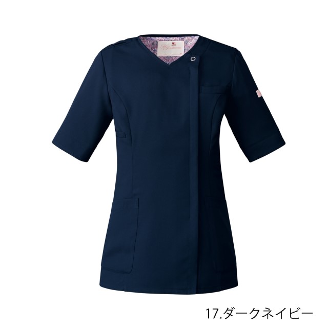HI708 フォーク ワコール ナースウェア スクラブ 五分袖 女性用 透け HI708 フォーク ワコール ナースウェア スクラブ 五分袖 女性用 透け