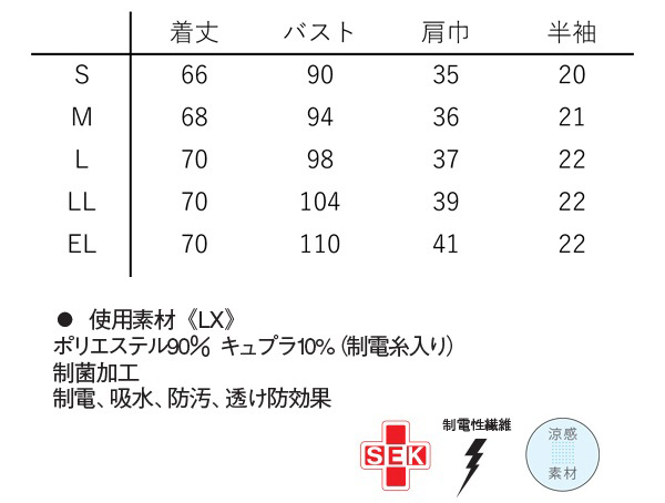 LX3642 ナガイレーベン ナースウェア ジャケット 女性用 半袖
