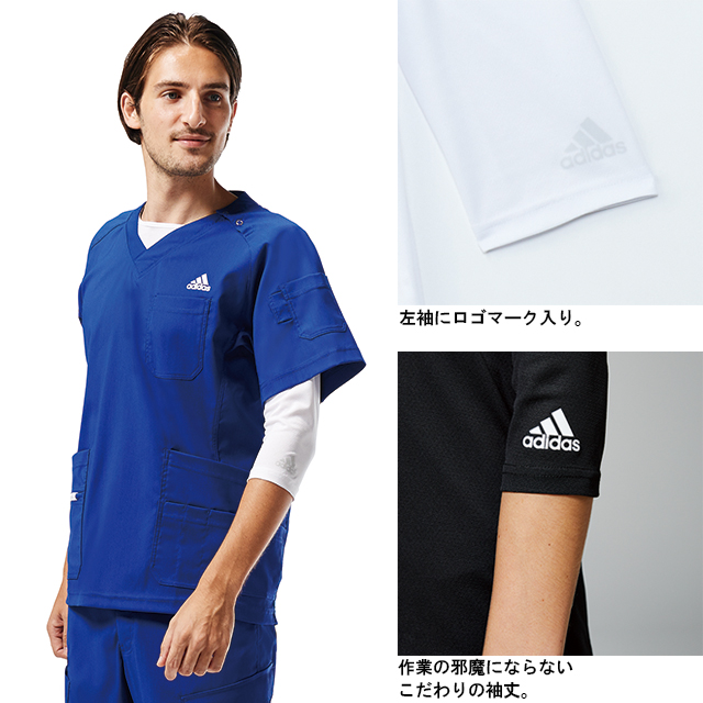 SMS900 adidas アディダス インナーＴシャツ(KAZEN）[スクラブ用 アンダーウエア 白衣 ドクター 医師 ナースウェア 看護師 ケア  男女兼用] 白衣ネット 本店